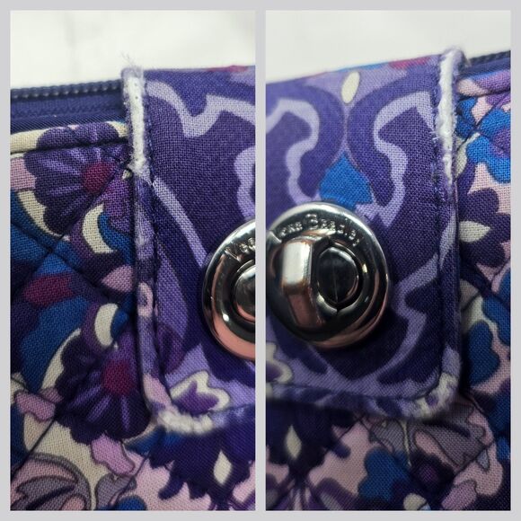 Vera Bradley RFID Turnlock Wallet Organizer Retired Java Purple *Flaws* - Picture 6 of 14